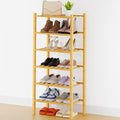 Smiry Small Bamboo Shoe Rack, 6 Tier Free Standing Wooden Shoe Organizer, Stackable Wood Shoe Storage Shelf for Closet, Entryway, 14 Vertical Slats, 2+2+2 Stack Thicker Legs, 17.3"x11"x39", Natural