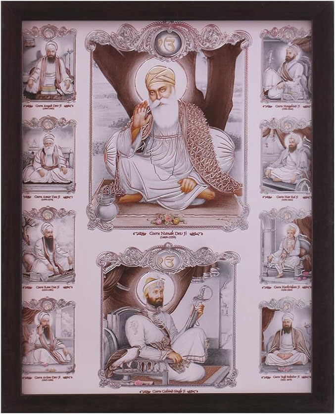 Lord Sikh Guru poster print with frame for Home Decor and Gifting Purpose (229-91)
