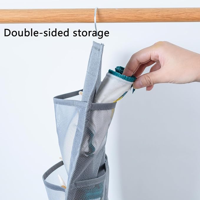 Closet Hanging Organizer with 24 Mesh Pockets Double-Sided Hanging Closet Organizer Wardrobe Storage Bags for Baby Clothes Bra Underwear Socks Diapers Panties Bras Lingerie Set Scarves Tights