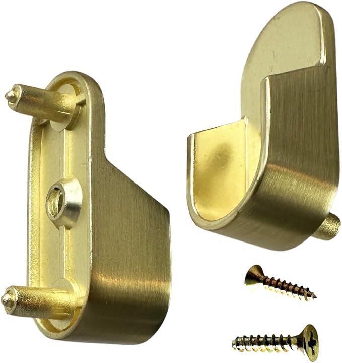 Oval Closet Rod End Supports | Rear Pin Type | 15mm x 30mm | Satin Brass | 25 Pair