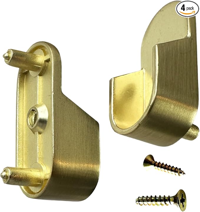 Oval Closet Rod End Supports | Rear Pin Type | 15mm x 30mm | Satin Brass | 2 Pair