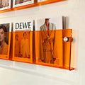 ROYALITA 2-Pack Acrylic Magazine Holder Brochure Holder, Orange 36 Inch | Record Magazine Rack, Fashion Floating Bookshelf, Literature Storage Rack for Waiting Room, Living Room, Office