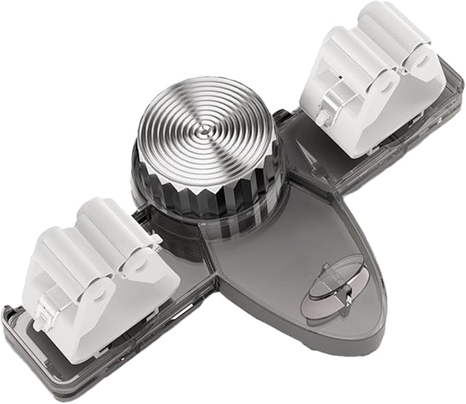 Suction Cup Mop Holder, No Drill Mop and Broom Rack Wall Mounted with Hooks and 2 Clips, Removable Broom Holder Mop Hanger for Bathroom, Kitchen, Office, Utility Room, Laundry, Garage (Grey)