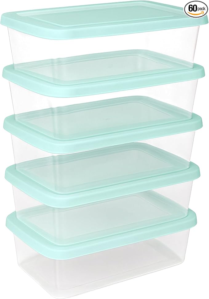 Sterilite 60 Pack Stackable Storage Bin with Lid, Clear Plastic Design, 6 Quart