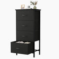 Sweetcrispy 4 Fabric Drawer Small Dresser, Bedside Nightstand with Wooden Top Sturdy Frame, Entryway Closet Bedroom Storage Cabinet Furniture for Dorm,Black