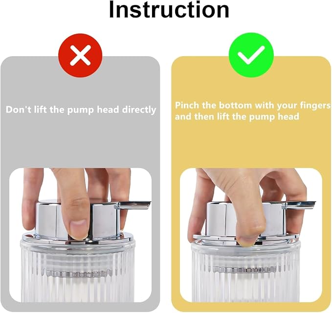 Foaming Soap Dispenser, Clear Glass Foam Soap Dispenser, 12 Oz Refillable Glass Foam Pump Bottle Container Decorative Slim Ribbed Bottle for Bathroom and Kitchen
