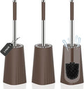 SetSail Toilet Brush, Compact Size Toilet Bowl Brush and Holder Toilet Brushes for Bathroom with Stainless Steel Handle Toilet Cleaner Brush with Durable Scrubbing Bristles, 3 Packs,Brown