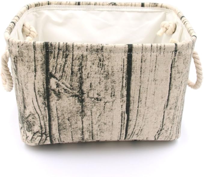 Stylish Tree Stump Design Rectangular Storage Baskets Durable Fabric Washable Storage Bins Organizers with Rope Handles, Decorative and Convenient for Kids Rooms - Set of 3 brown