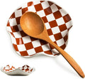 Miamolo Spoon Rest for Stove Top, Checkered Coffee Spoon Rest, Ceramic Spoon Holder for Kitchen Counter Cooking Utensil Rest - Heat Resistant & Dishwasher Safe, Modern Farmhouse Kitchen DéCor
