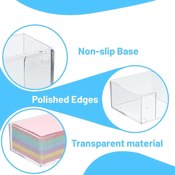 Sticky Note Holder, 3 X 3 Inch, Acrylic Clear | Crystal Clear, Desk Accessories, Post Note Pad Holders, For Office Home