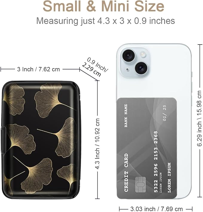 Coco Rossi Credit Card Holder RFID Aluminum Small Mini Wallet Women | Metal Wallet, Business Cards Holder, ID Case, Slim Sleeves, Womens Girls Gift, Carry Proof Wallets for Travel, Ginkgo