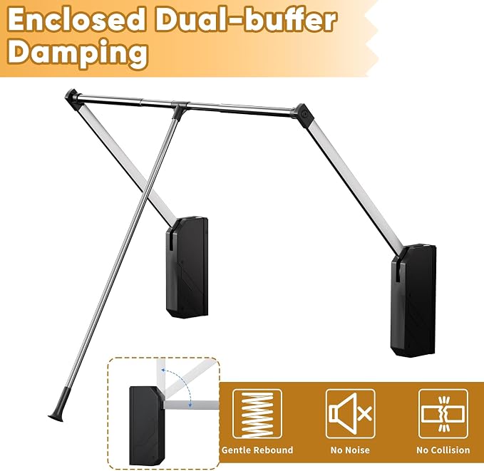 tonchean Pull Down Closet Rod, 26-35 Inch Width Adjustable | Side & back mounted, for hanging clothes, 60lbs load capacity