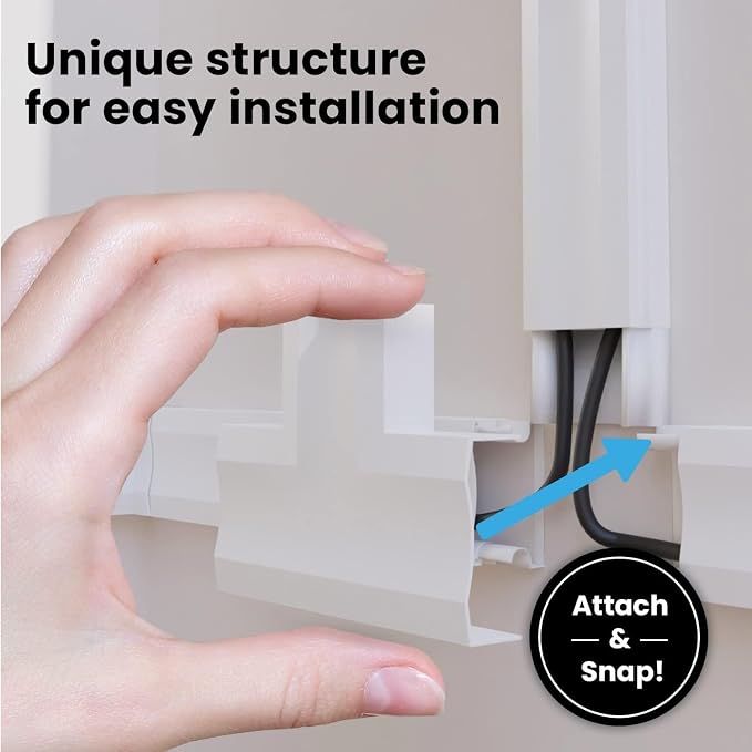 EVEO Cord Hider - 300” Cord Cover Wall Cable Hider, Cable Concealer, Wire Hiders for TV on Wall. Cable Management, Cord Hider Cable Raceway Wire Covers for Cords -18X (L17 W0.95 H0.5) - Medium - White