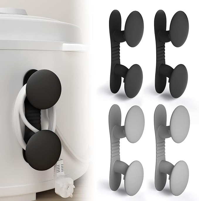 Cord Organizer for Appliances, Cord Holder Cord Wrapper Kitchen Gadgets Cord Organizer Stick On Kitchen Appliances, Mixer, Air Fryer, Coffee Maker, Multifunctional Adhesive Wall Hooks (4Pack)