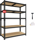 60" H Heavy Duty Storage Shelves, 2400LBS Capacity Metal Shelving Unit, Adjustable Garage Shelves & Organizer with Overlap Design for Home Garage Warehouse Storage Shop,Black