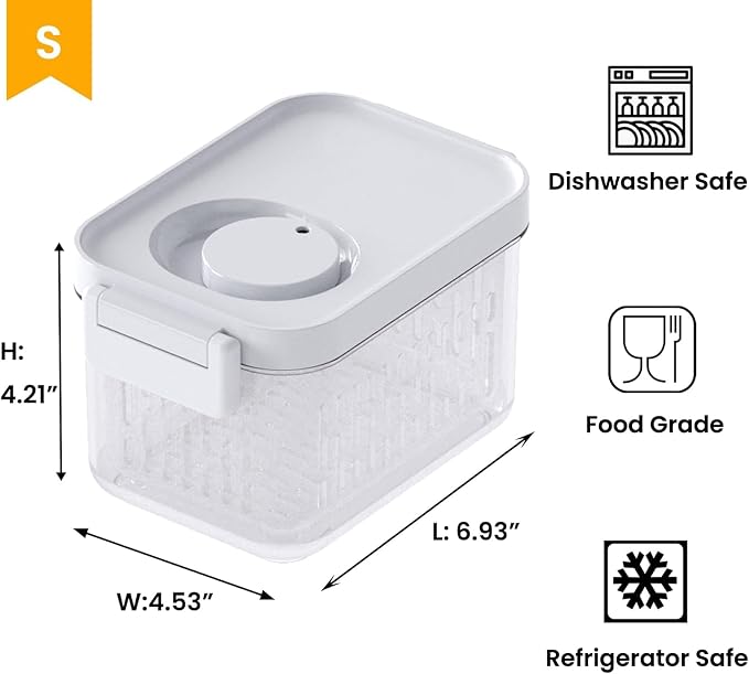 vacane Produce Saver, Fruit Storage Containers Produce Containers Berry Containers with Colanders, 3.8 Cup