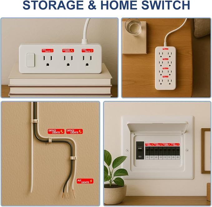 660 Pcs Circuit Breaker Box Labels, Red Electric Fuse Panel Box Identification Stickers Plugs and Lights Circuit Breaker Labels for Home Office, Electricians Catalog Load Center