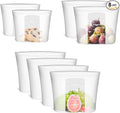 8-Pack Reusable Silicone Food Storage Bags, 100% Silicone Stand-Up Wide-Open Zip-Lock Reusable Storage Bags for Food, Freezer Microwave Oven Dishwasher Safe, Translucent, 4M 2S 2XS