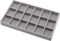 Velvet Jewelry Organizer Trays Gray Stackable Jewelry Storage Display Tray with Removable Dividers, 18 Grids