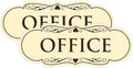All Quality Designer Office Sign | Easy Installation - Ivory/Dark Brown - Small (2 Pack)