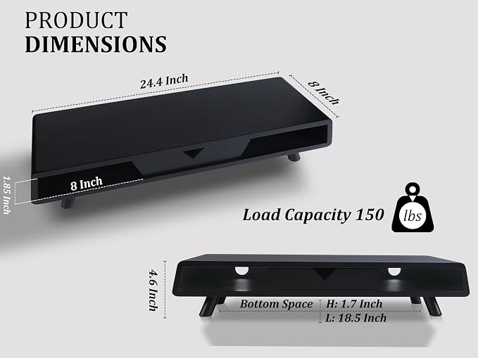 Homerays Monitor Stand with Drawer, Exquisite Computer Monitor Stand for Desk, Ergonomic Wood Monitor Stand Riser for Computer,Laptop,Printer,TV,Bamboo,Black