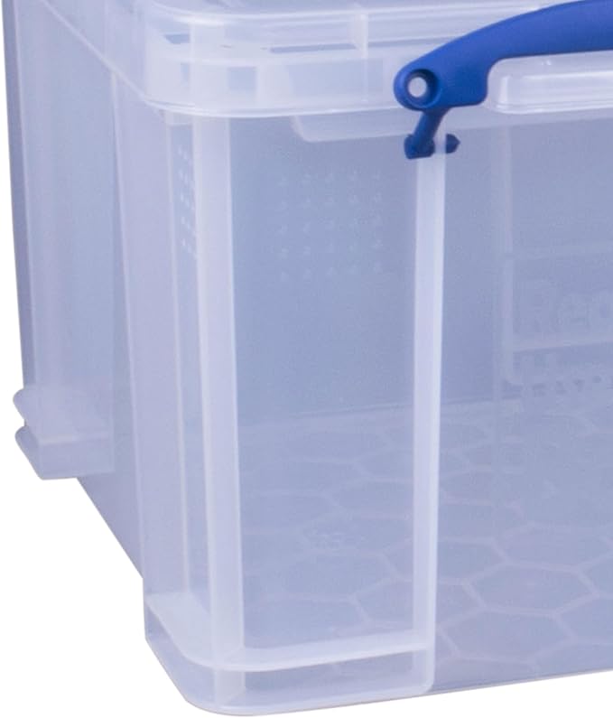 Really Useful Box 3-Pack Clear Stackable Storage Containers with Snap Lids, 32 Liters - Plastic Organizer Bins with Clip-Lock Handles for Home, Bedroom, Closet, Bathroom, Garage, and Office
