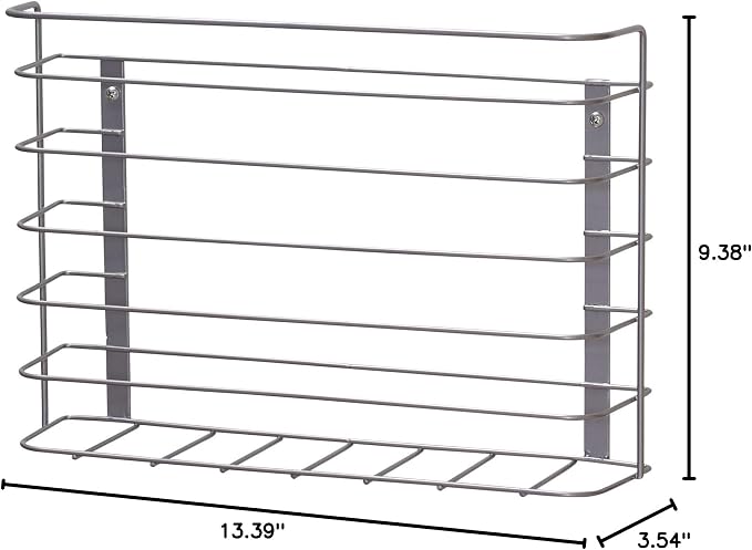 Household Essentials Tall Door Mount Cabinet Organizer, Sturdy Steel Wire Frame, Elegant Nickel Powder Finish, Mounts to Solid Surface, Included Hardware, Great for Tall or Large Items (Pack of 5)