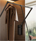 Pull Down Closet Rod for Hanging Clothes, Retractable Wardrobe Hanger for Cabinet Inside Width 21.6"~26", Aluminium alloy Tubing with Plastic Housing, 44 lb Weight Rating