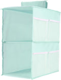 2-Shelf Closet Hanging Organizer Foldable Hanging Storage Shelves with Strong Magic Tapes Space-Saving Wardrobe Hanging Shelf for Clothes Towels Accessories Blue
