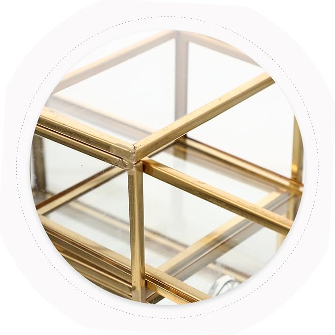 UKCOCO Transparent Drawer Jewelry Storage Box Nordic Style Desktop Organizer with Premium Alloy Frame Compact Space Saving Design for Home and Dormitory Use and Stylish Display Case