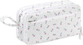 Corduroy Pencil Case, Large Capacity Pencil Pouch with 4 Compartments, Cute Soft Aesthetic Stationery Pen Bag Organizer with Zipper, Portable School Supplies for Teen and Adult Girls, Purple Flower