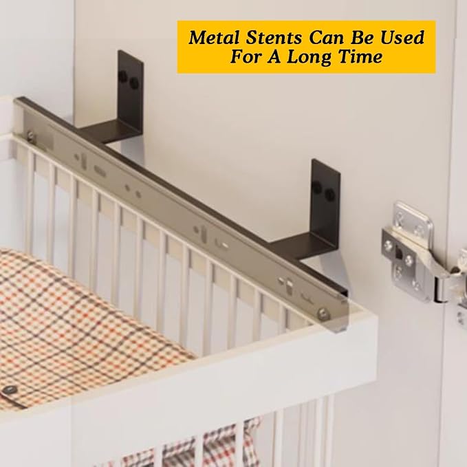 Pull Out Basket Drawer with Runners,Metal Under Shelf Storage Basket,Stackable Storage Bins,Adjustable Width 33-117cm,for Wardrobe Organization(Width 46-70cm)