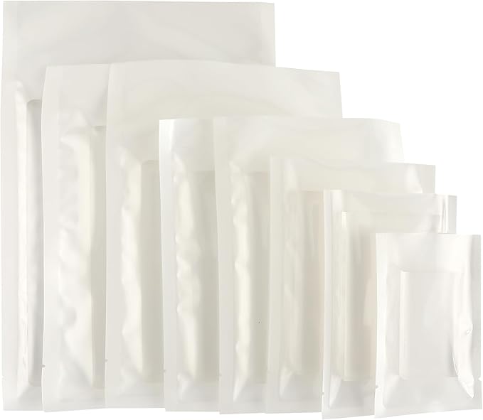 100PCS Customized Vacuum Seal Packaging Bags,Heat Seal Clear Food Storage Bags,Freezable/Microwaveable/Boilable (White, 12 * 17CM/4.7"*6.7"-100PCS-One Color Print)
