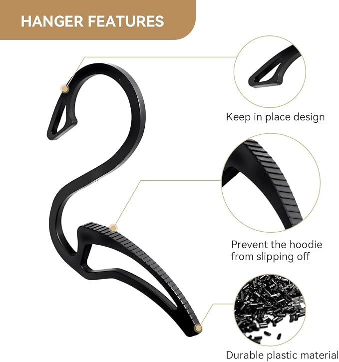 Hoodie Hanger, 12 Pack Anti-Slip Clothes Hangers, Space Saving Hoodie Hook, Scarf Hanger, Hoodie Organizer for Closet, Hanging Sweatshirt, Jeans, Jacket, Tank Top