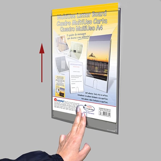Acrimet Wall Mount Sign Holder Letter Size 8.5 X 11, Clear Crystal Plastic with Self Adhesive on The Back, Perfect for Displaying in Office, Restaurant, School, Home (2 Pack)