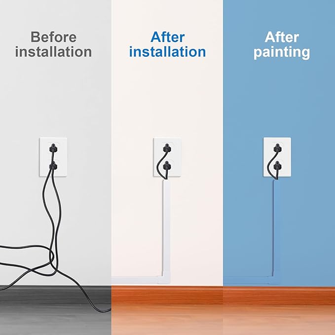 58in Cord Hider, Cable Hider, Cord Covers for Wires on Wall, Paintable Cable Cover Raceway, Wire Hiders for TV on Wall, Cord Concealer, Cord Cable Management, 4X L14.5 W0.96 H0.58in, White