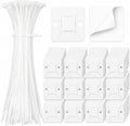 Zip Tie Mounts - SeuYeugX 100 PCS Cable Self Adhesive Mounts Set for Wire Management with Stick Pads Anchors Clips Squares Holders (White)