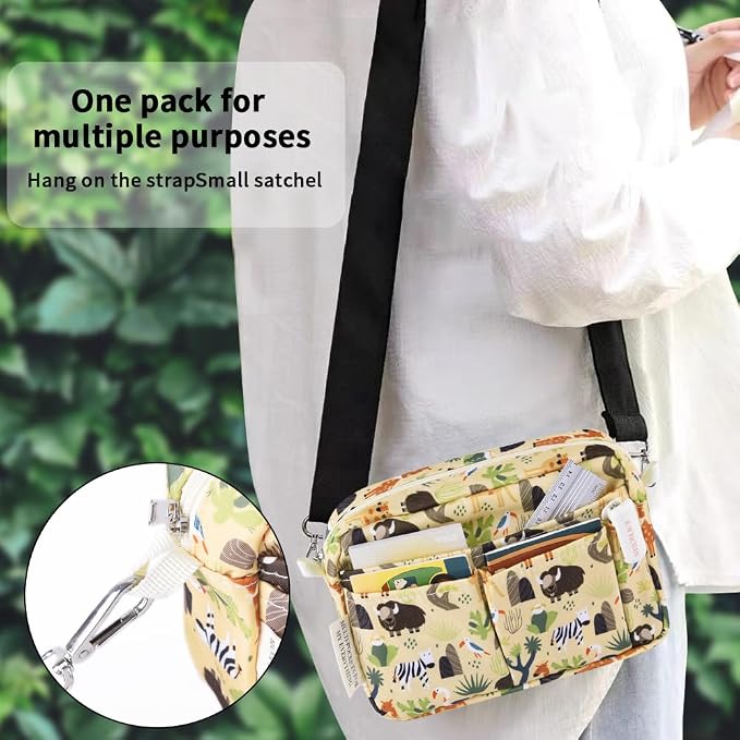 E-WEICHEN Multiple Pockets Portfolio Organizer with Zippered, Makeup Bag Travel Essentials for Women, Simple Waterproof Stationery Pencil Pouch Bag for Journal Office Art Supplies.Smart Cow