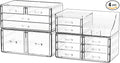 Cq acrylic Make Up Organizers for Vanity With 14 Drawers, 4 Pack Clear Drawer Organizers,Plastic Cute Desk Accessories Organization and Bathroom Organizers Storage Case Box Cube for Beauty,Skin Care