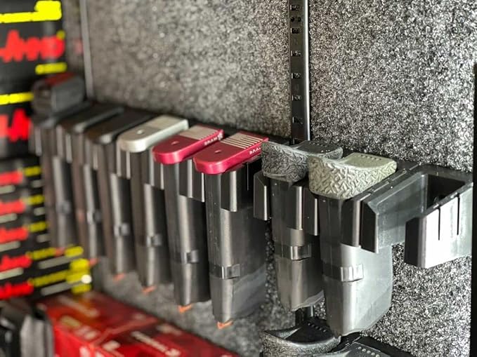 Adoreal Magnetic ABS 6 Standard Double Stack Mag Rack Wall Mount, Wall Magazine Display, Detachable Wall Mags Storage Organization System, Precision Fit Glock 17, 19, 26, 31, 32, 33, 34 Mags