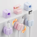 6Pack Rotatable Cord Organizer,Spring Cable Clips Desk Cable Management Cord Holder Adhesive Phone Charger Cord Clips for Home Office Car Wall Nightstand Accessories, Multicolor