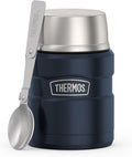 THERMOS Stainless King Vacuum-Insulated Food Jar with Spoon, 16 Ounce, Matte Mid Blue