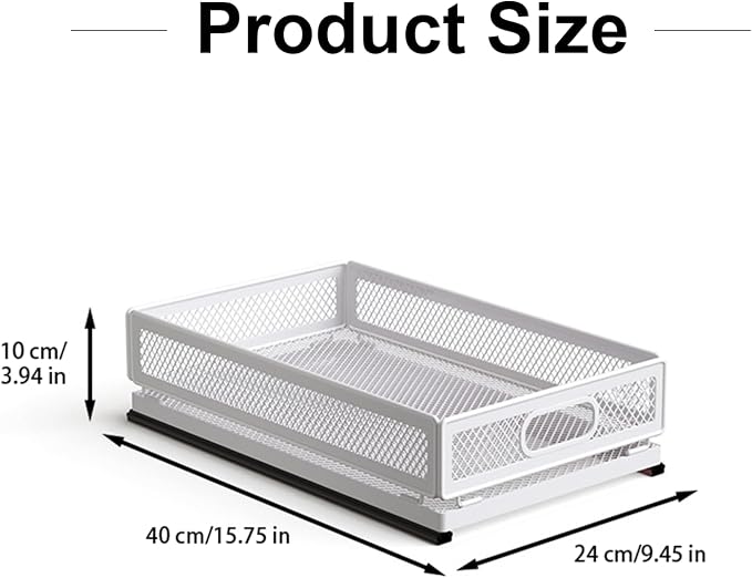 Pull Out Cabinet Organizer, Slide Out Drawers Fixed with Adhesive Nano Film, Pantry Shelves Sliding Drawer Storage Organization for Kitchen/Bathroom/Bedroom (15.7*9.4*3.9inch/40*24*10cm)