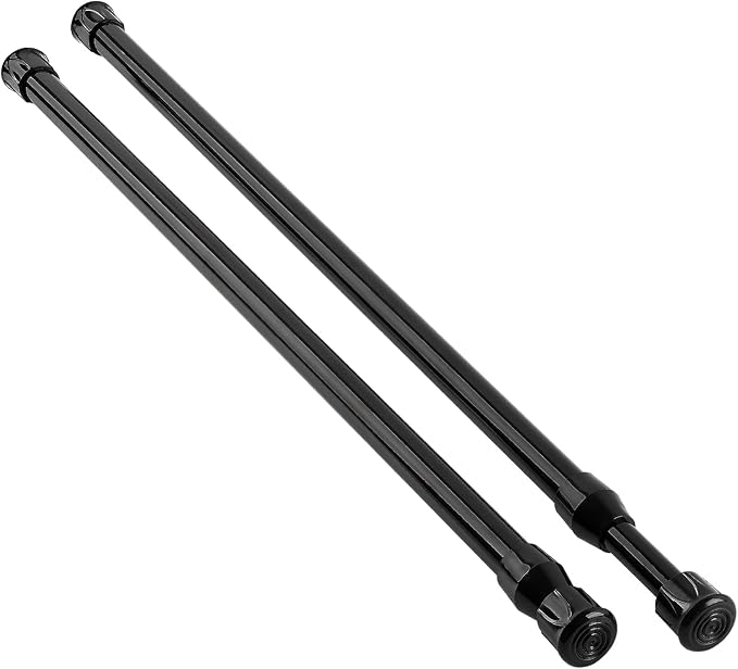 KXLife Spring Tension Curtain Rod No Drill Adjustable 18-30", 2Pcs, Black | Expandable Tension Mounted, Renter Friendly, Non-Slip Ends, for Window, RV, Closet