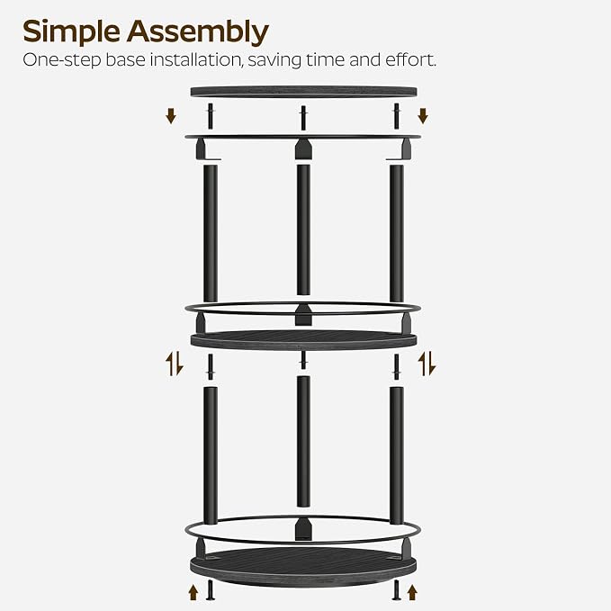 YATINEY Spice Rack, Set of 2 Lazy Susan Organizer, 3 Tier Turntable Organizer For Cabinet, Compact and Versatile, for Kitchen Countertop, Black SR23L2BB