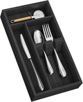 Yofidra Bamboo Silverware Organizer, 12.6 x 6.97 x 1.96 Inches Kitchen Utensil Drawer Organizer, Silverware Tray for Drawer with Fixed Slots for Spoons, Forks & Knives, Natural (Black)