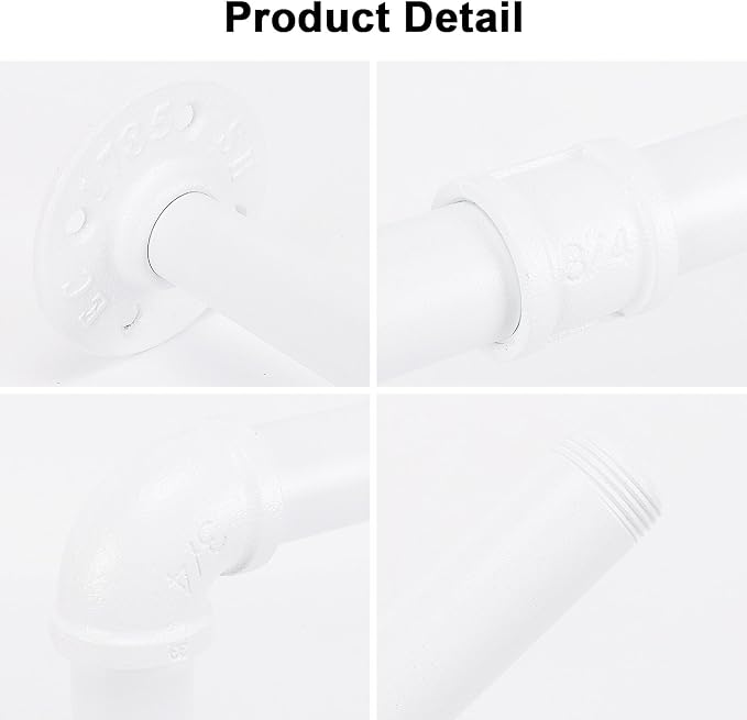 Industrial Iron Pipe Clothes Hanging Bar DIY Wall-Mounted Garment Rack Heavy Duty Clothing Rack for Bedroom, Laundry Room, Closet Storage (White 28 inch)