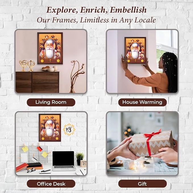Lord Sikh Guru poster print with frame for Home Decor and Gifting Purpose (229-3)