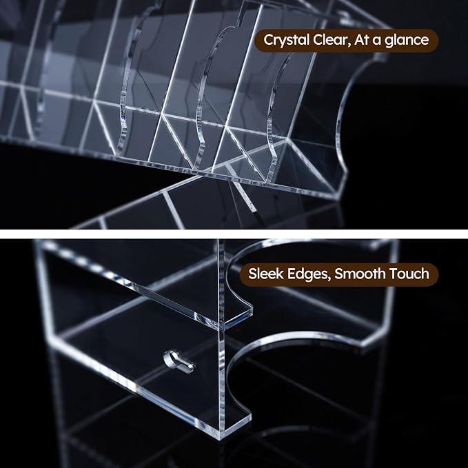 FEMELI Belt Organizer, Acrylic Belt Storage for Closet with Dust Cover, 7 Compartments Belt Container Display Holder for Drawer, Clear Belt Tie Case for Women Men Home | Acrylic Clear Shelf Belts Holders for Closet& Drawer Womens Men Belts Tie Jewelry ...
