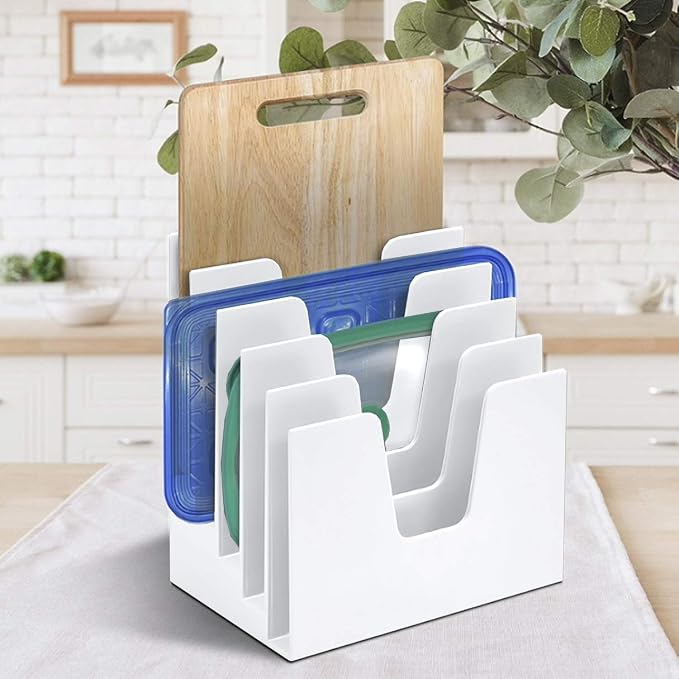 Acrimet 5 Section Incline File Sorter Organizer, Desktop Mail Holder, White | Durable Plastic, Space-saving Design, Easy Document Access, Ideal for Office, Home and School Use